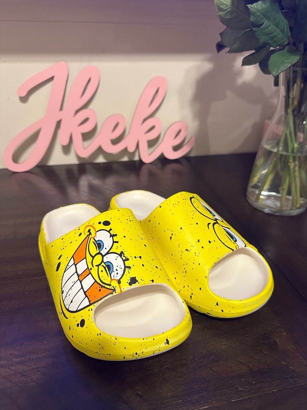 Yellow SpongeBob Slip-on Slides sizes 6, 7, 8, 9, 10
